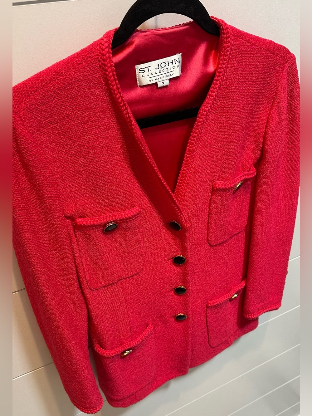 St. John Bright pink Bouclé Knit Jacket